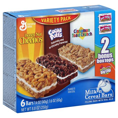 General Mills Milk N Cereal Bars, Variety Pack, 6-1.4 oz (40g); 1.6 oz (45g) bars [8.8 oz (250 g ...