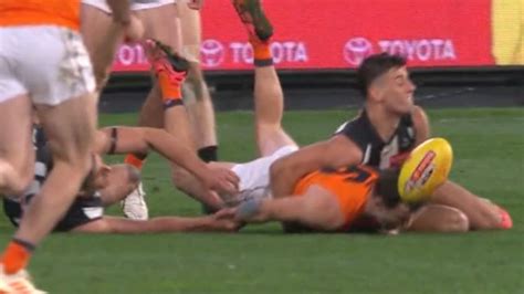 Nick Daicos faces nervous wait over grand final fate after tackle on Brent Daniels in AFL ...