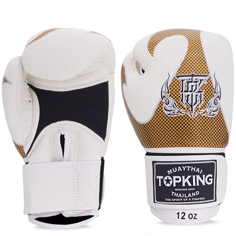 TKB TOP KING BOXING GLOVES EMPOWER CREATIVITY TBKGEM-01 WHITE-GOLD WITH MESH