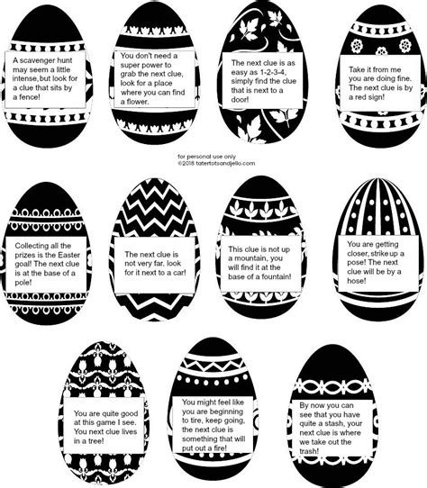 Easter Egg Hunt Clues Blank Printable