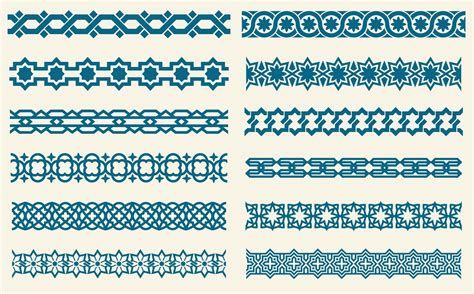 Islamic ornaments link seamless vector decorative borders By Microvector | TheHungryJPEG