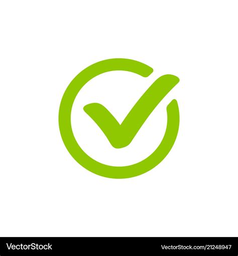 Green check mark icon in a circle Royalty Free Vector Image