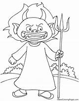 Little Cartoon devil coloring Page sketch template