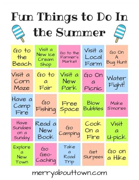 Fun Things to Do In the Summer Printable - Merry About Town