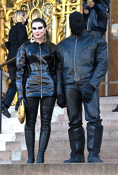 Kanye West & Julia Fox Hold Hands As They Twin In Black Leather Outfits ...