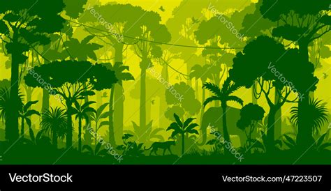 Jungle forest silhouette rainforest background Vector Image