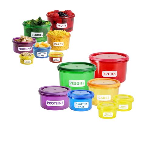 7 Piece Portion Control Container Set Meal Prep Healthy Containers Storage Pack