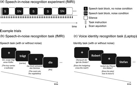 Experimental design and example trials for the speech‐in‐noise... | Download Scientific Diagram