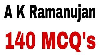 A K RAMANUJAN BIOGRAPHY MCQ POINTS. | Doovi