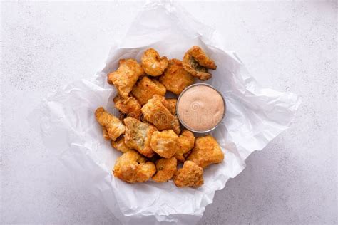 Fried Catfish Nuggets Served with Remoulade Sauce Stock Photo - Image ...