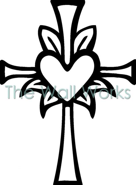 Cross with Heart wall sticker, vinyl decal | The Wall Works