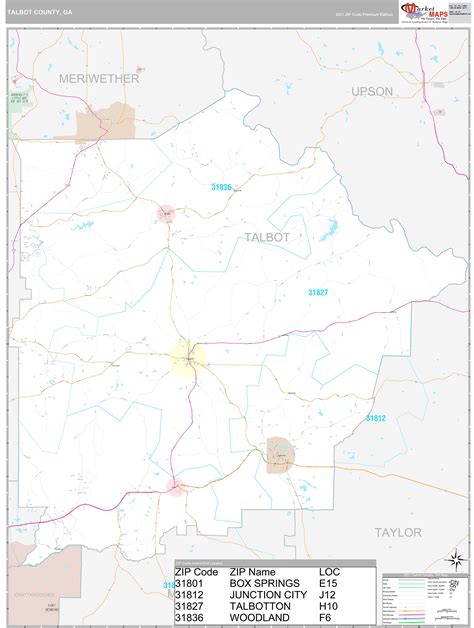 Talbot County, GA Wall Map Premium Style by MarketMAPS - MapSales