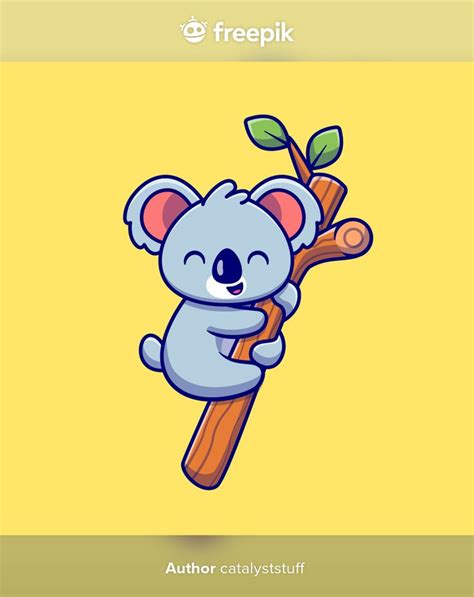 Premium Vector | Cute koala hanging on tree cartoon . animal nature icon concept isolated . flat ...