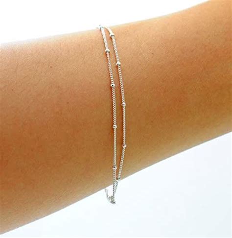 Amazon.com: Delicate Silver Bracelet、Sterling Silver Chain Bracelet ...