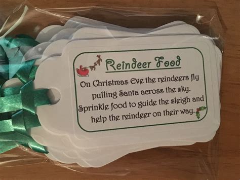 Christmas Reindeer Food / Dust Tags / Labels With Florist Ribbon Design 1 in Packs of 10, 25, 30 ...