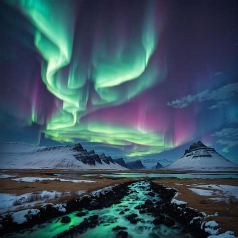 Premium AI Image | Aurora Borealis In Iceland Northern Lights in ...