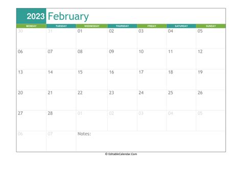 Editable Word Calendar February 2023 Templates - IMAGESEE