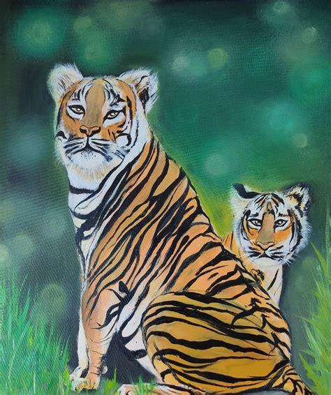 Tiger Acrylic Painting On Stretched Canvas Board at Rs 450/piece | Acrylic Paintings | ID ...