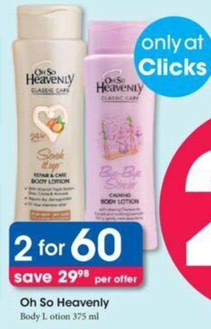 Oh So Heavenly Body Lotion 2 x 375ml offer at Clicks