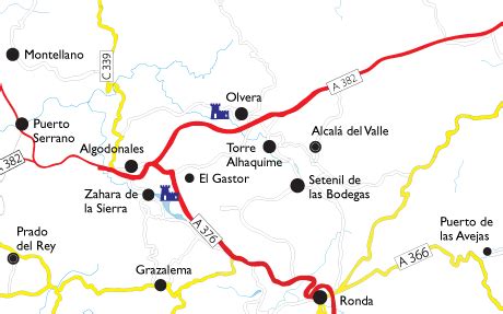 The maps of the village of Setenil in the Cadiz province, Andalucia, Southern Spain