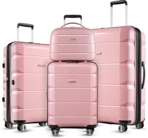 Amazon.com | LUGGEX Pink Luggage Sets 3 Piece for Women - Expandable ...