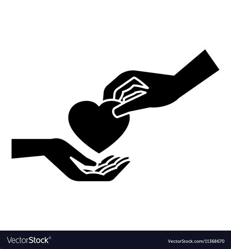 Hand gives heart icon simple style Royalty Free Vector Image