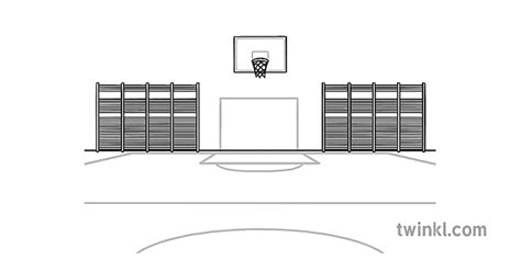 Schulgymnasium schwarz weiß Illustration - Twinkl