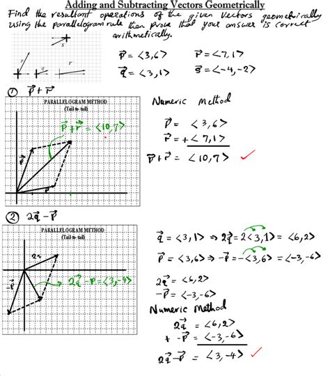 Adding And Subtracting Vectors Algebraically