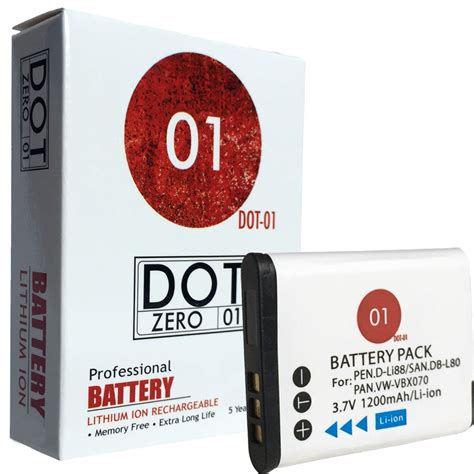 DOT-01 Brand 1200 mAh Replacement Sanyo DB-L80 Battery for Sanyo VPC-CA100 Digital Camera and ...