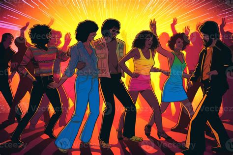 People dancing in an 80s disco created with technology. 23773546 Stock ...