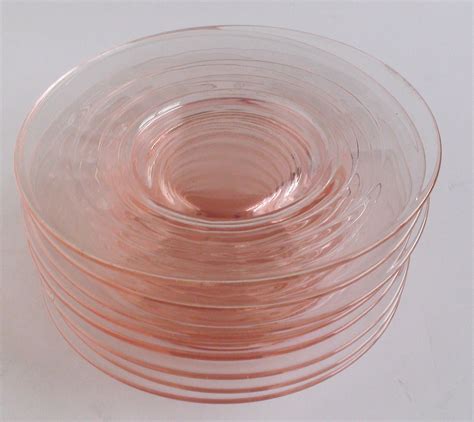 Vintage Pink Depression Glass Dessert Plates Set of 8