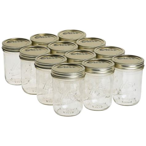 Kerr 1 Pt. Wide Mouth Mason Jars (12-Count)-011055 JARS - The Home Depot