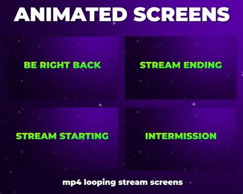 Animated Purple and Green Stream Package Twitch, Youtube, Overlay Pack ...