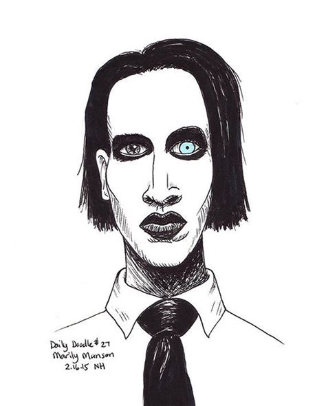 No.27 Marilyn Manson retrato dibujo / ilustración / Doodle diario ...