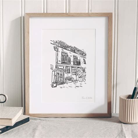 Custom Illustrated House Line Art Print, Bespoke Sketch of Any Building ...