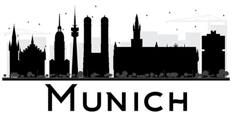 Munich City skyline black and white silhouette. 9887296 Vector Art at ...