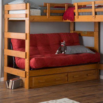 Woodcrest Heartland Futon Bunk Bed with Extra Loft Bed - Storage Beds ...