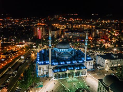 Aerial View of Central Juma Mosque in Makhachkala at Night Stock Photo - Image of juma, view ...