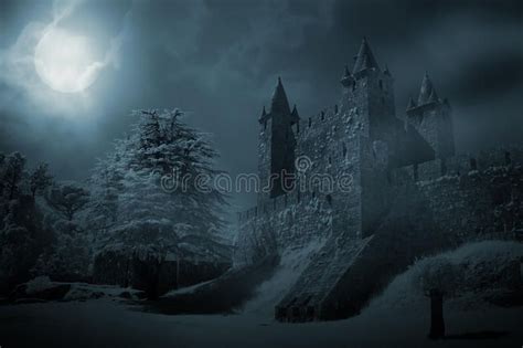 Medieval castle at night. Mysterious medieval castle in a full moon night , #AFF, #night, # ...