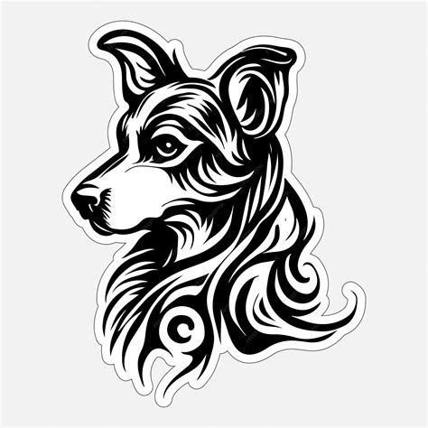 Premium Vector | Dog stickers printable black and white