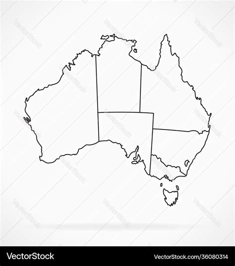 Accurate australia map outline with states Vector Image