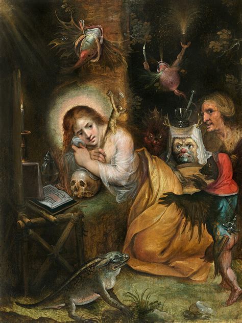 The Penitent Mary Magdalene Visited By The Seven Deadly Sins Painting by Frans Francken the Younger