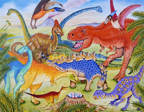 "Dinosaurs" Painting art prints and posters by Ruth Baker - ARTFLAKES.COM