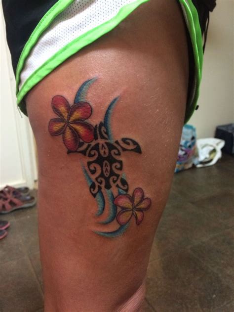 Hawaiian tattoo, sea turtle, plumeria #Hawaiiantattoos # ...