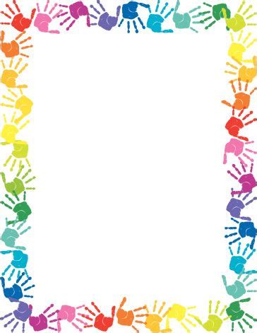 Colorful hand prints stationery. | Baby handprint, Borders for paper, Free clip art