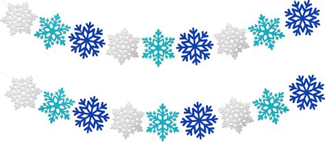 Amazon.com: Gexolenu 2 Pcs Silver and Blue Glitter Snowflake Banner ...