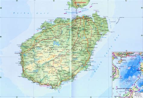 Mapa físico de Hainan - Tamaño completo | Gifex