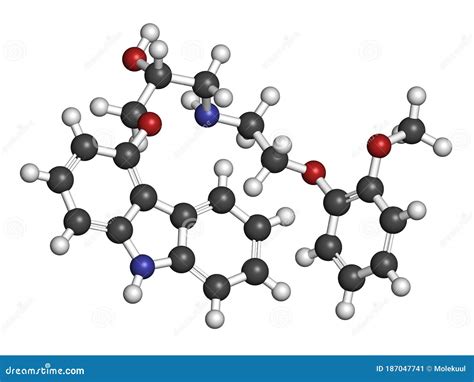 Carvedilol Congestive Heart Failure Drug Molecule. Atoms are Represented As Spheres with ...