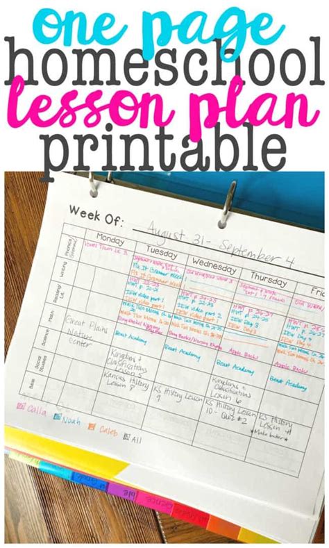 Homeschool Lesson Plan Printable - I Can Teach My Child!