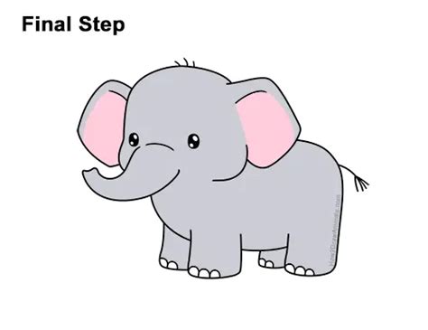 How to Draw a Elephant (Cartoon) VIDEO & Step-by-Step Pictures
